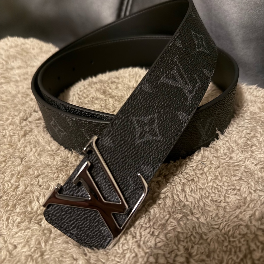 Black Louis Vuitton monogram belt